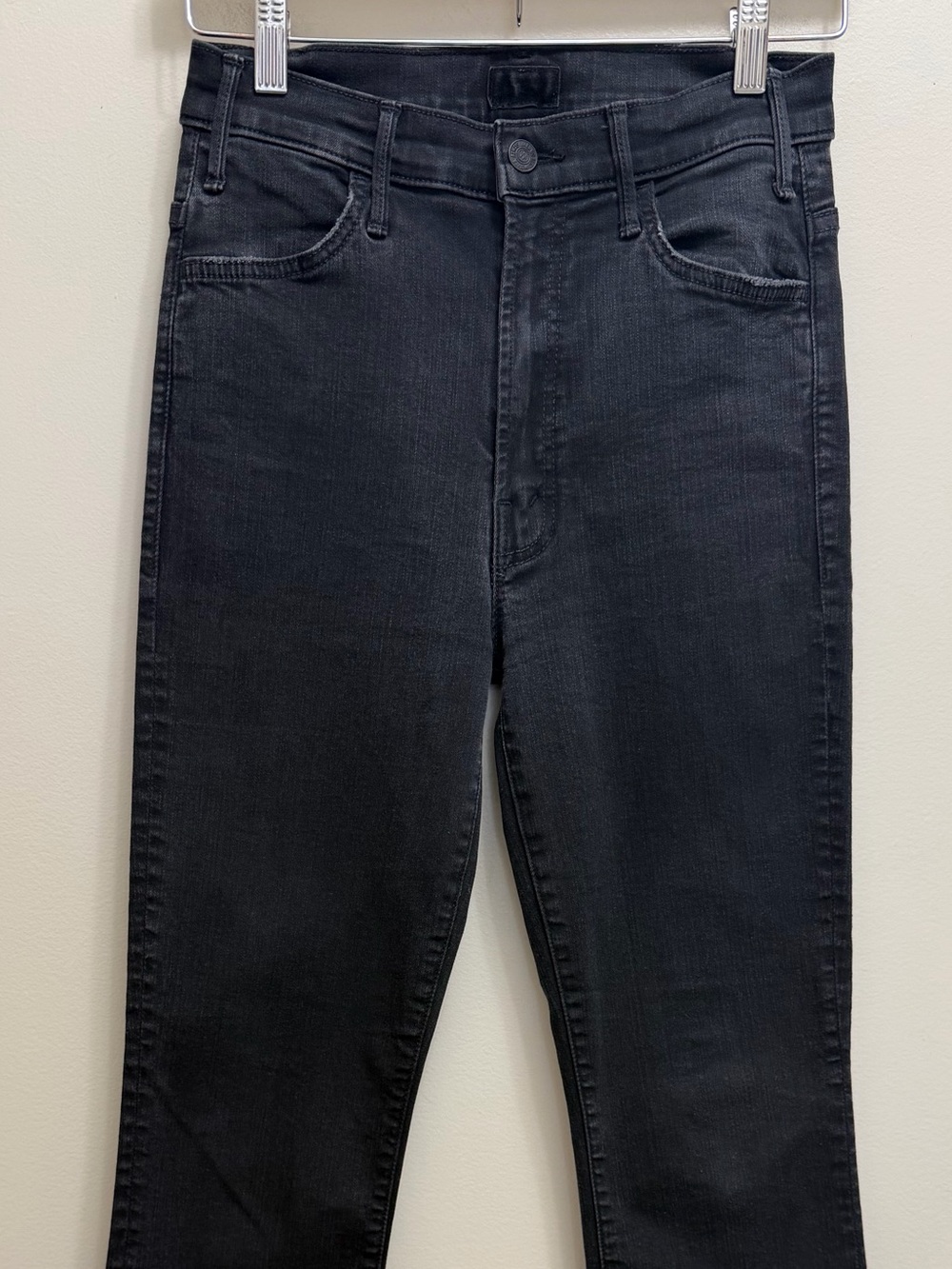 MOTHER The Hustler Ankle Fray Jean High Rise Frayed Hem in Not Guilty Black 27 - Picture 5 of 11